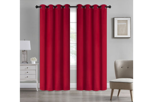 Solid Blackout Curtain 8 Grommets 137x213cm 200gsm Angel Red