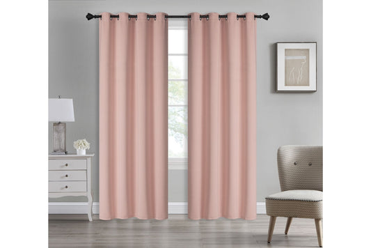 Solid Blackout Curtain 8 Grommets 137x213cm 200gsm Angel Dark Blush