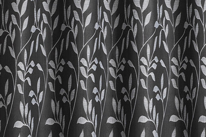 Crushed Jacquard Curtain 8 Grommets 137x213cm 150gsm Chloe Black