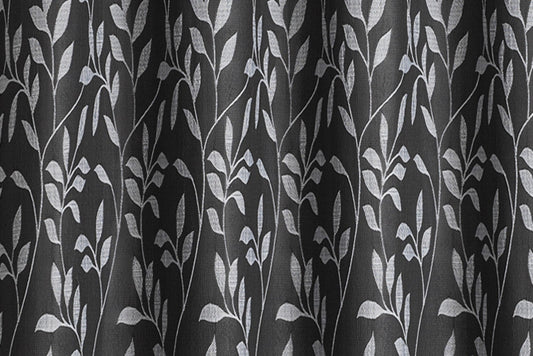 Crushed Jacquard Curtain 8 Grommets 137x213cm 150gsm Chloe Black