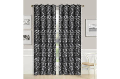 Crushed Jacquard Curtain 8 Grommets 137x213cm 150gsm Chloe Black