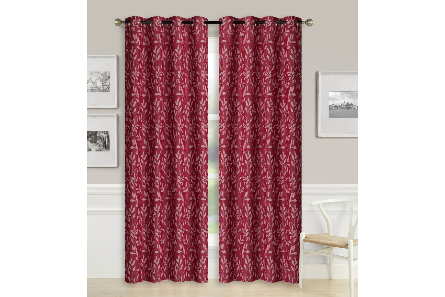 Crushed Jacquard Curtain 8 Grommets 137x213cm 150gsm Chloe Burgundy