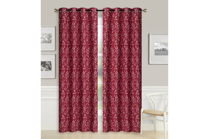 Crushed Jacquard Curtain 8 Grommets 137x213cm 150gsm Chloe Burgundy