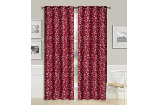 Crushed Jacquard Curtain 8 Grommets 137x213cm 150gsm Chloe Burgundy