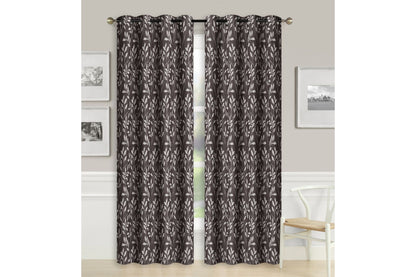 Crushed Jacquard Curtain 8 Grommets 137x213cm 150gsm Chloe Chocolate