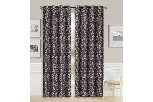 Crushed Jacquard Curtain 8 Grommets 137x213cm 150gsm Chloe Chocolate