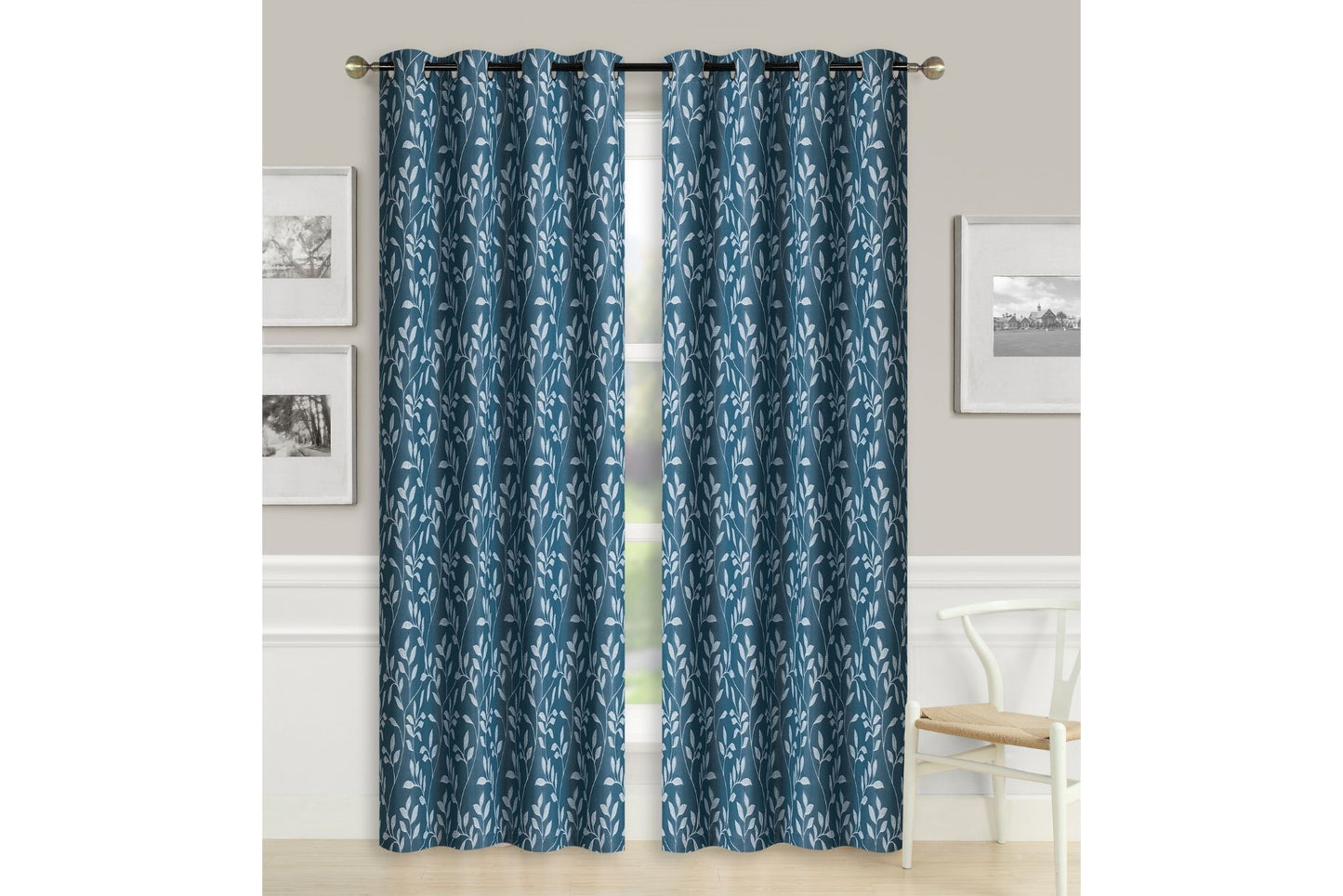 Crushed Jacquard Curtain 8 Grommets 137x213cm 150gsm Chloe Turquoise