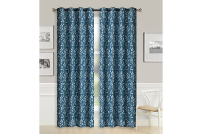 Crushed Jacquard Curtain 8 Grommets 137x213cm 150gsm Chloe Turquoise