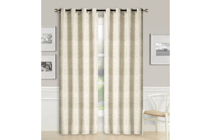 Solid Jacquard Curtain 8 Grommets 137x213cm 130gsm Cora Beige