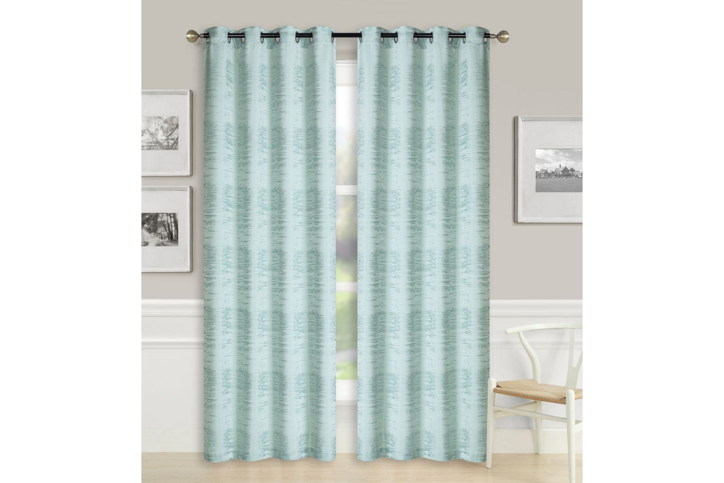 Solid Jacquard Curtain 8 Grommets 137x213cm 130gsm Cora Light Blue