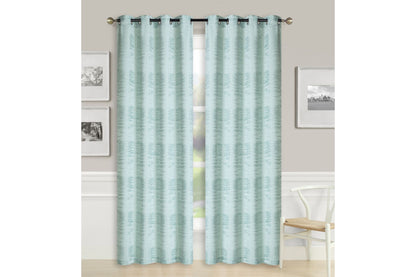 Solid Jacquard Curtain 8 Grommets 137x213cm 130gsm Cora Light Blue