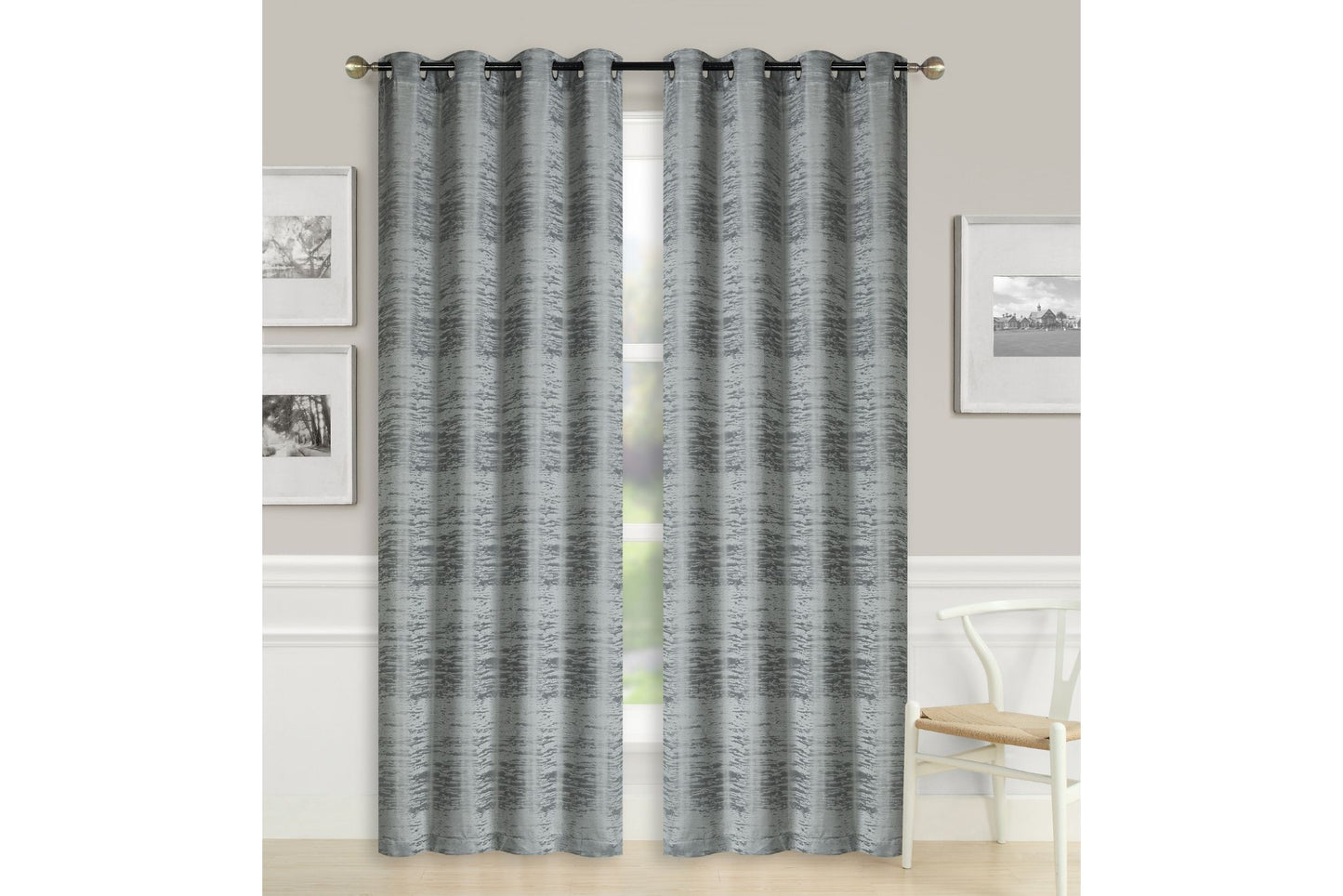 Solid Jacquard Curtain 8 Grommets 137x213cm 130gsm Cora Grey