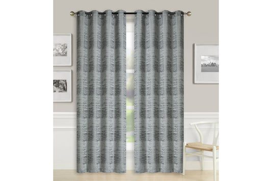 Solid Jacquard Curtain 8 Grommets 137x213cm 130gsm Cora Grey