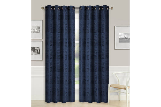 Solid Jacquard Curtain 8 Grommets 137x213cm 130gsm Cora Navy