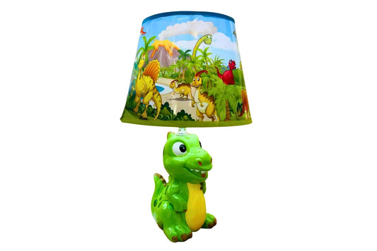 Ceramic LED Table Lamp USB - Green Dinosaur 20x34cm
