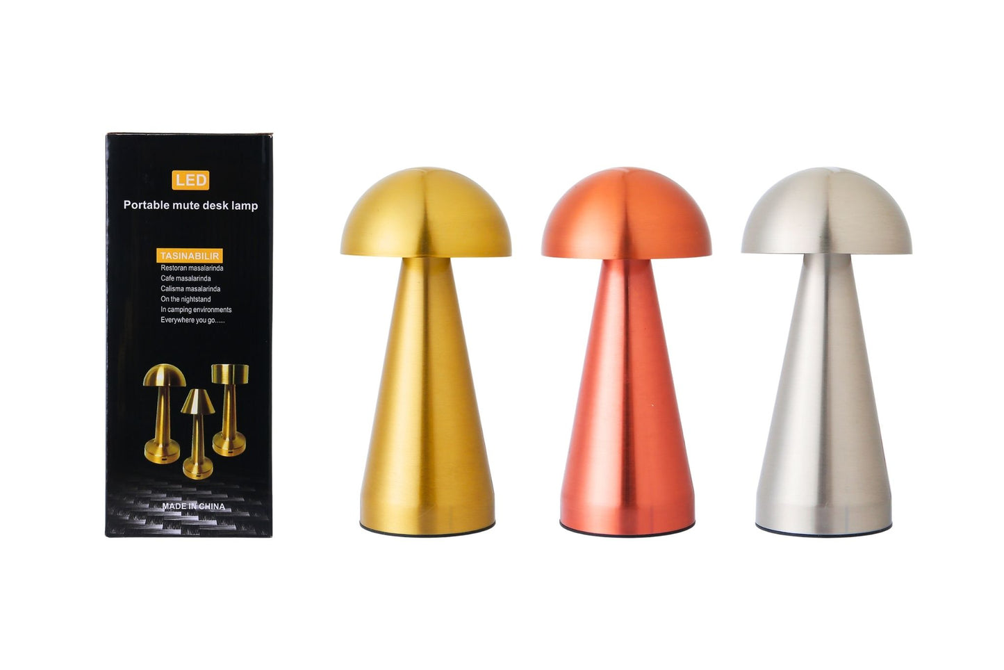 Metal LED Table Lamp 3-Colours 10x20cm 3 Asstd