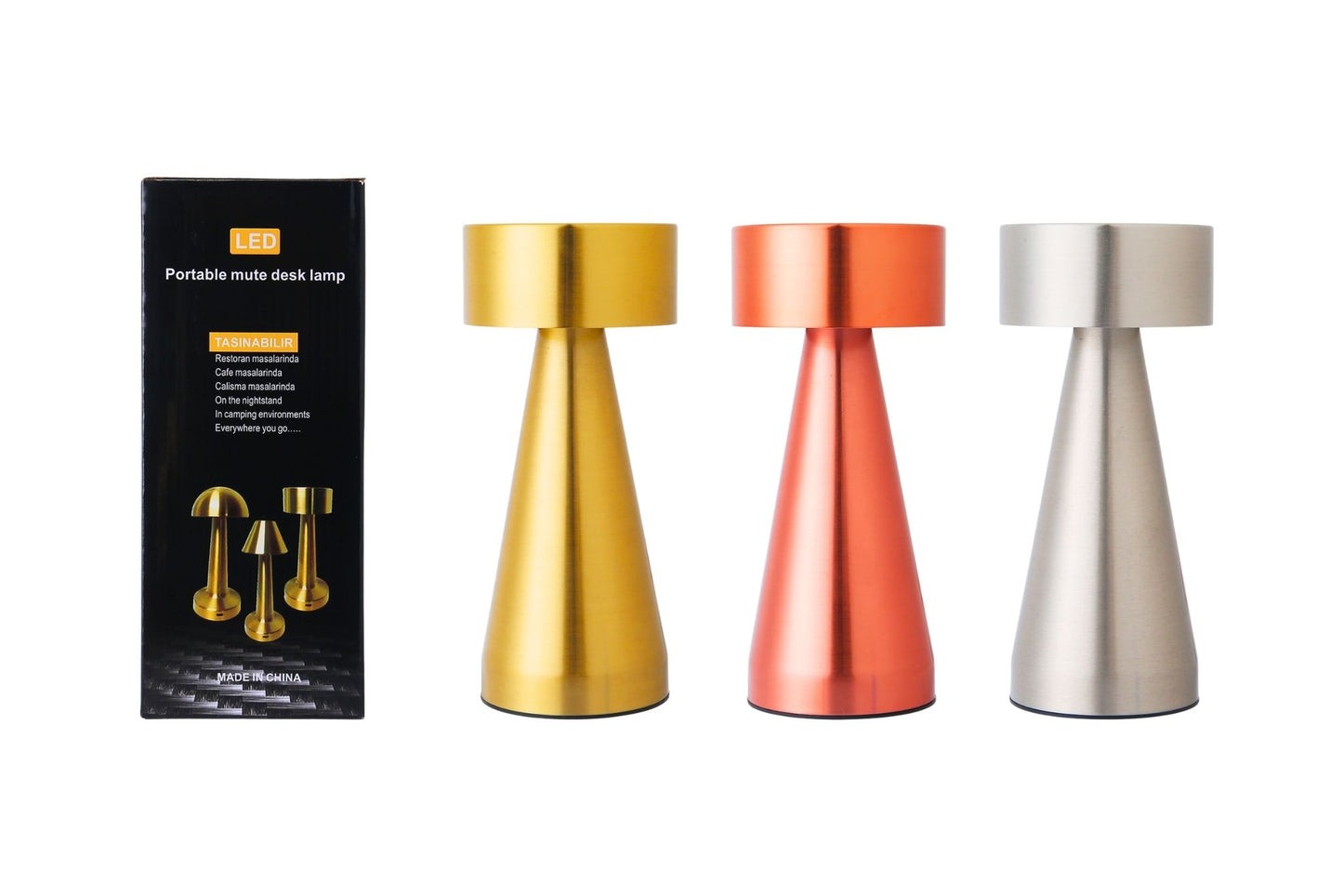 Metal LED Table Lamp 3-Colours 9x20cm 3 Asstd