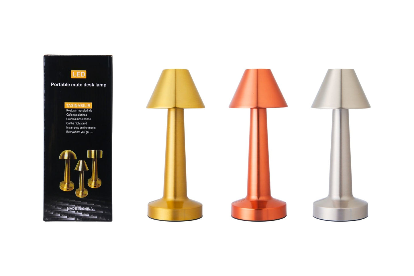 Metal LED Table Lamp 3-Colours 9x23cm 3 Asstd