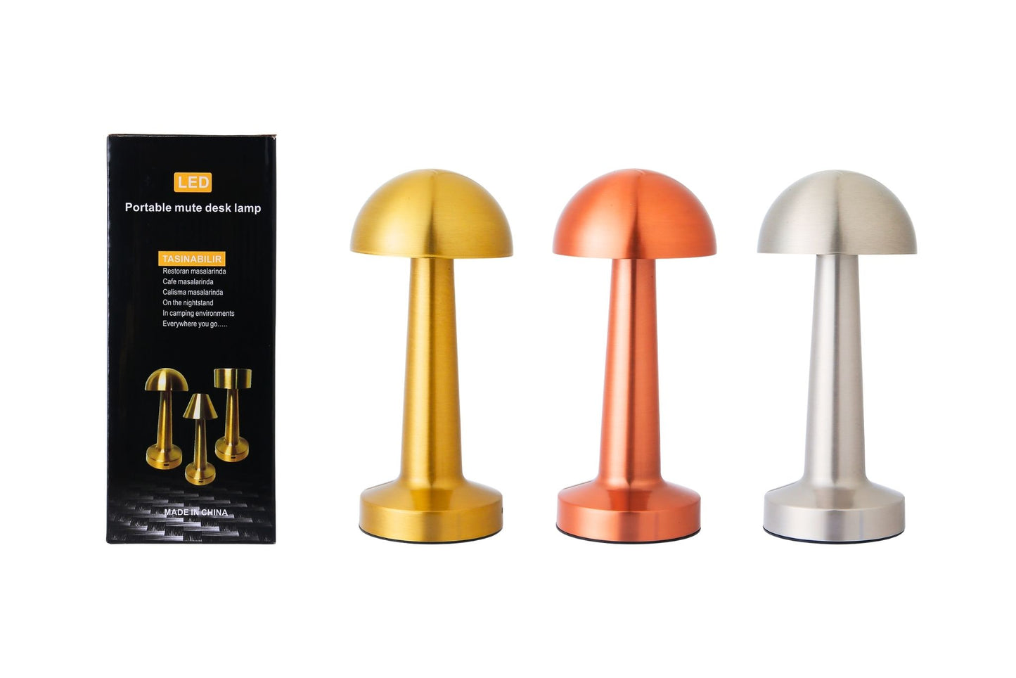 Metal LED Table Lamp 3-Colours 9x21cm 3 Asstd
