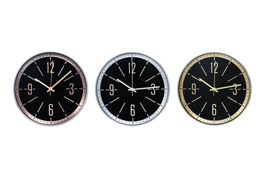 Wall Clock 30cm 3 Asstd