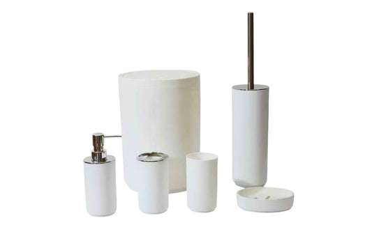 Bathroom Accessory White 6pcs Set