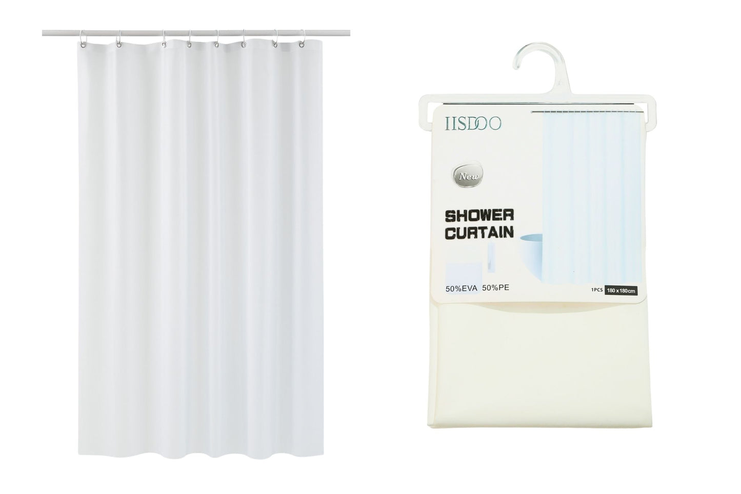 PEVA Shower Curtain White 180x180cm