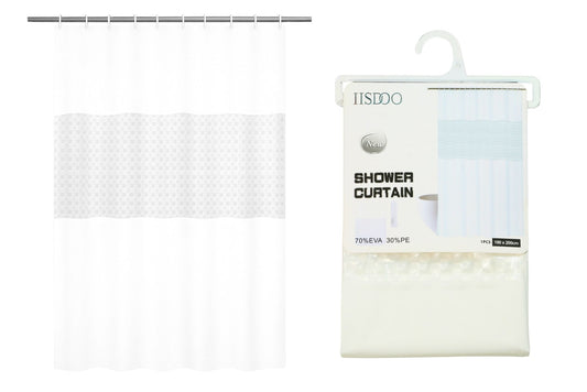 PEVA Shower Curtain White Patchwork 180x200cm