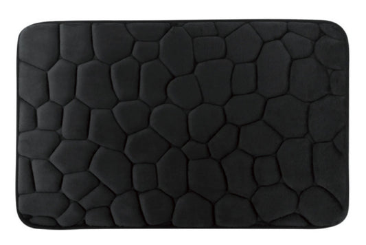 Bathroom Floor Mat Absorbent Stone Pattern Black 45x70cm