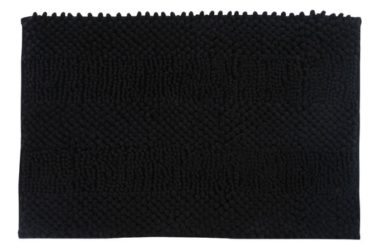 Chenille Pile Bath Mat Black 45x70cm