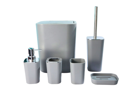Bathroom Accessory Grey 6pcs Set