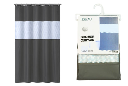 PEVA Shower Curtain Grey Patchwork 180x200cm