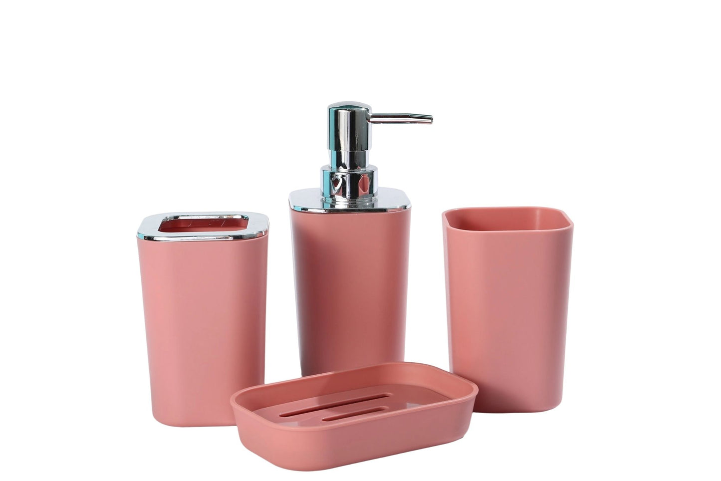 Bathroom Accessory Pink 4pcs Set