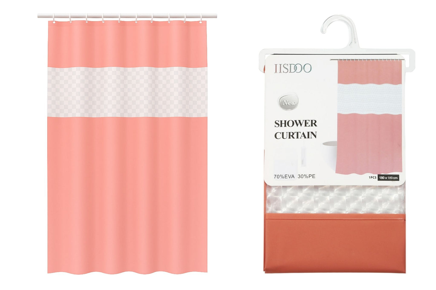 PEVA Shower Curtain Pink Patchwork 180x200cm