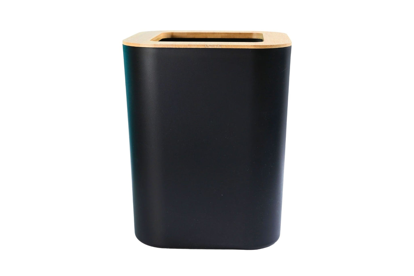 Trash Can w/Bamboo Lid Black 21x21x25cm