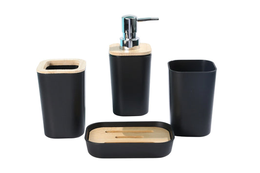 Bathroom Accessories Black Bamaboo 4pcs Set