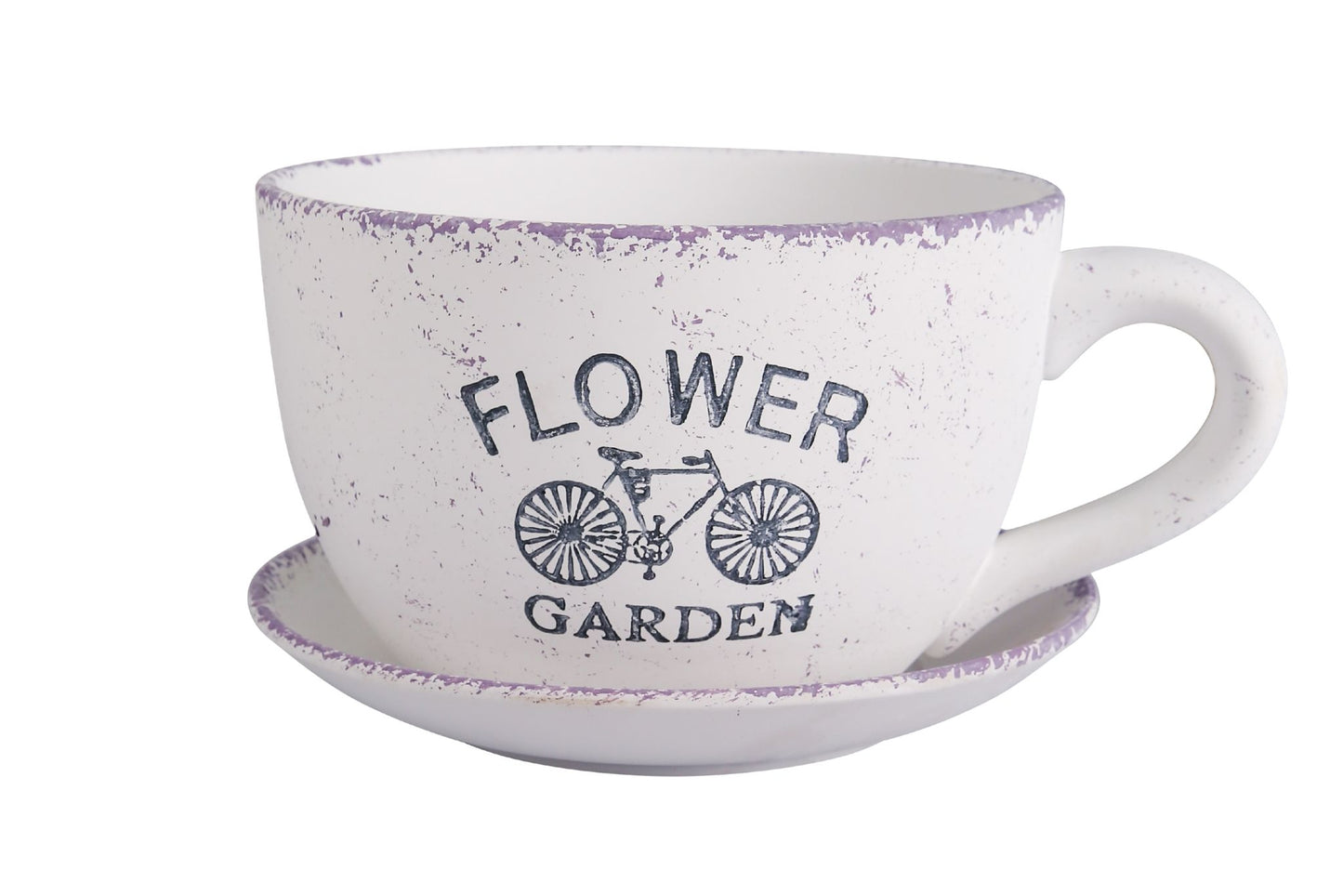 Ceramic Flowerpot Cup&Saucer Bicycle 29x15.5cm