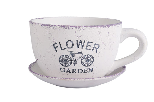 Ceramic Flowerpot Cup&Saucer Bicycle 29x15.5cm