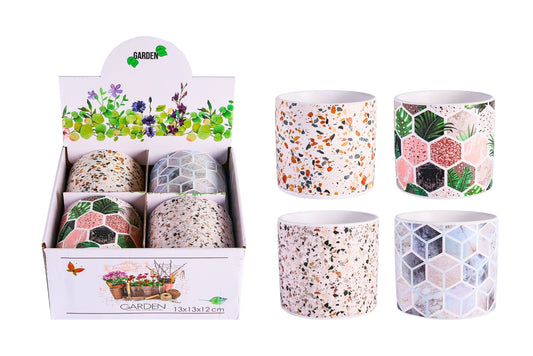 Ceramic Flowerpot 12.5x11.5cm 4 Asstd PDQ