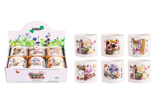 Ceramic Flowerpot Flower Theme 10x9cm 6 Asstd PDQ
