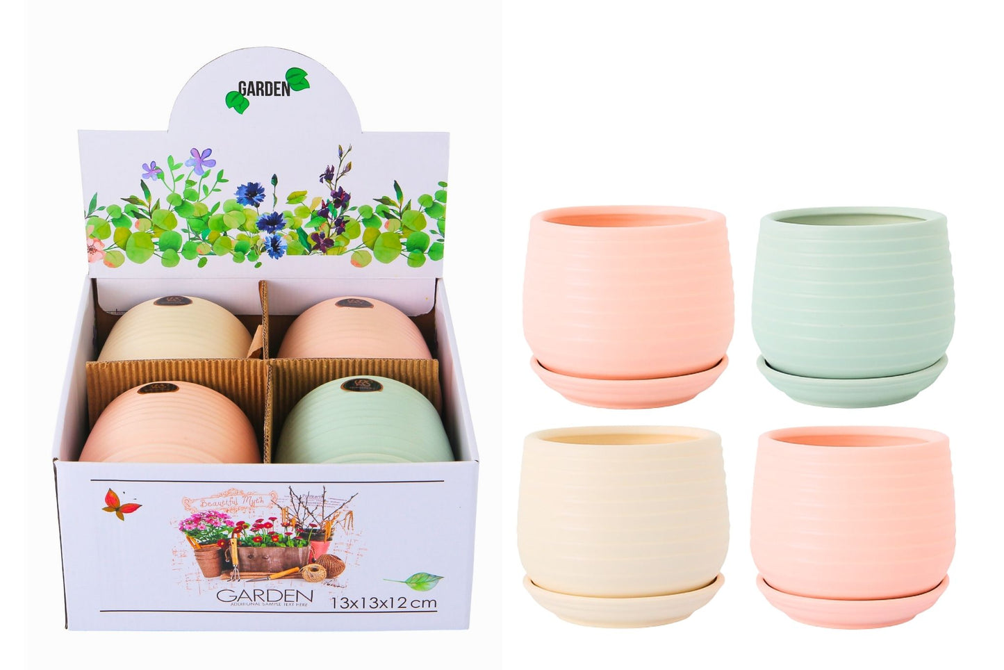 Ceramic Flowerpot 13x11cm 3 Asstd PDQ
