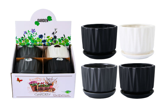 Ceramic Flowerpot 12.3x10.5cm 3 Asstd PDQ