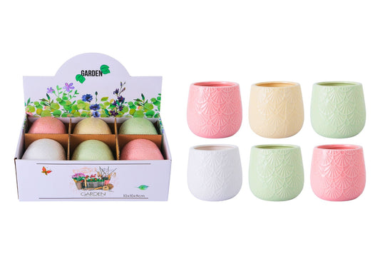 Ceramic Flowerpot 10.5x9.5cm 4 Asstd PDQ