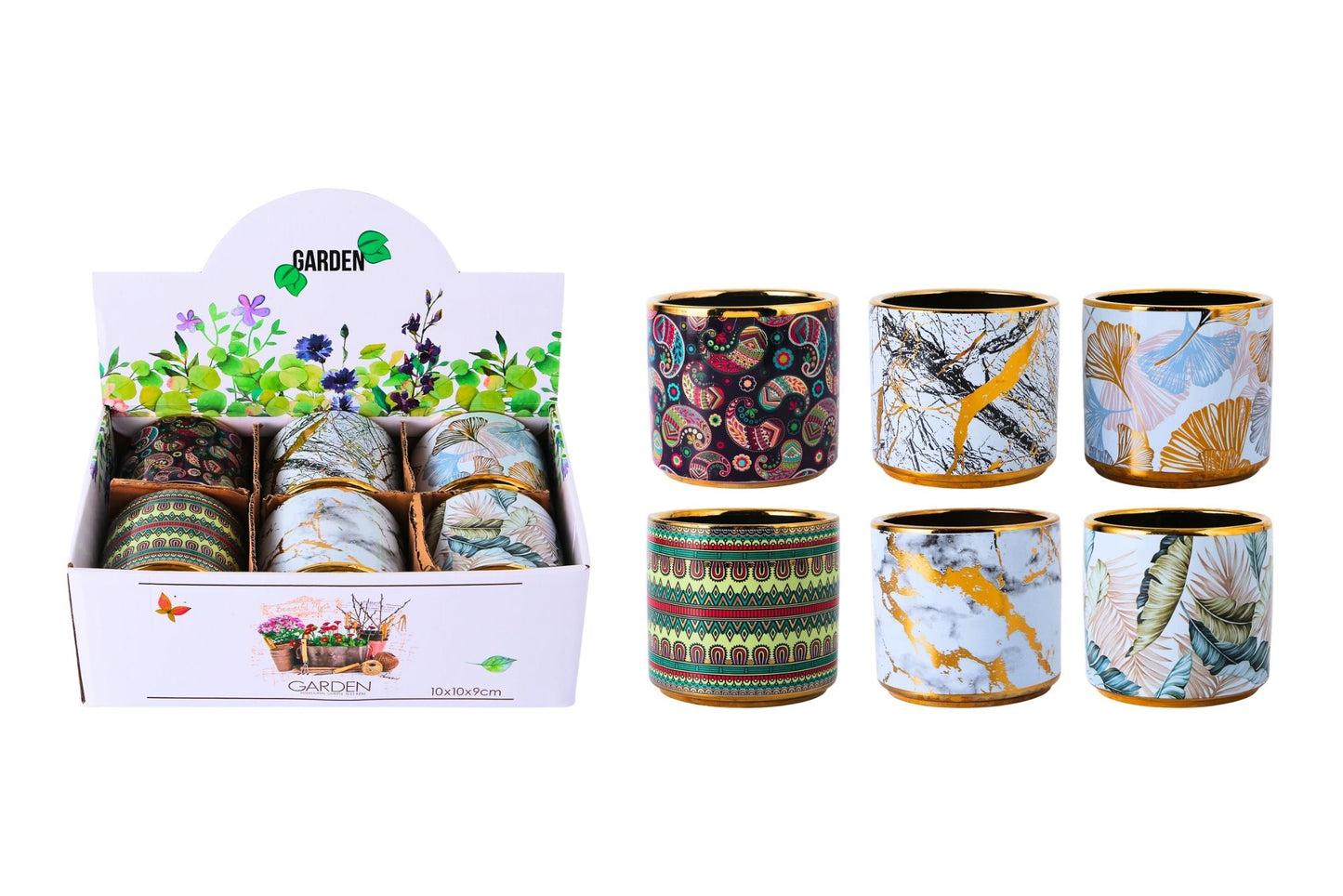 Ceramic Flowerpot 9.5x8.5cm 6 Asstd PDQ