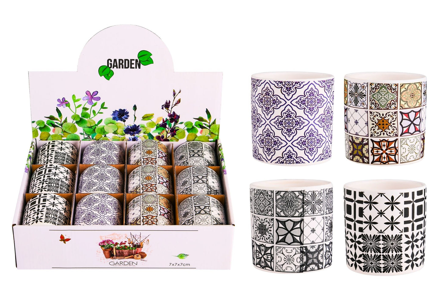 Ceramic Flowerpot 6.8x7cm 4 Asstd PDQ