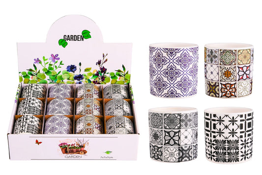 Ceramic Flowerpot 6.8x7cm 4 Asstd PDQ