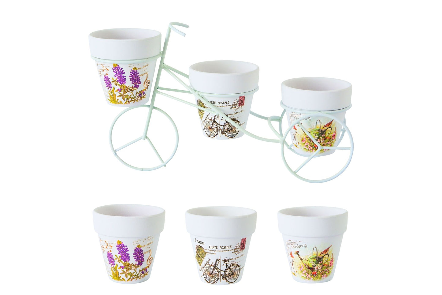 Bicycle White Frame Flowerpot 33x20cm