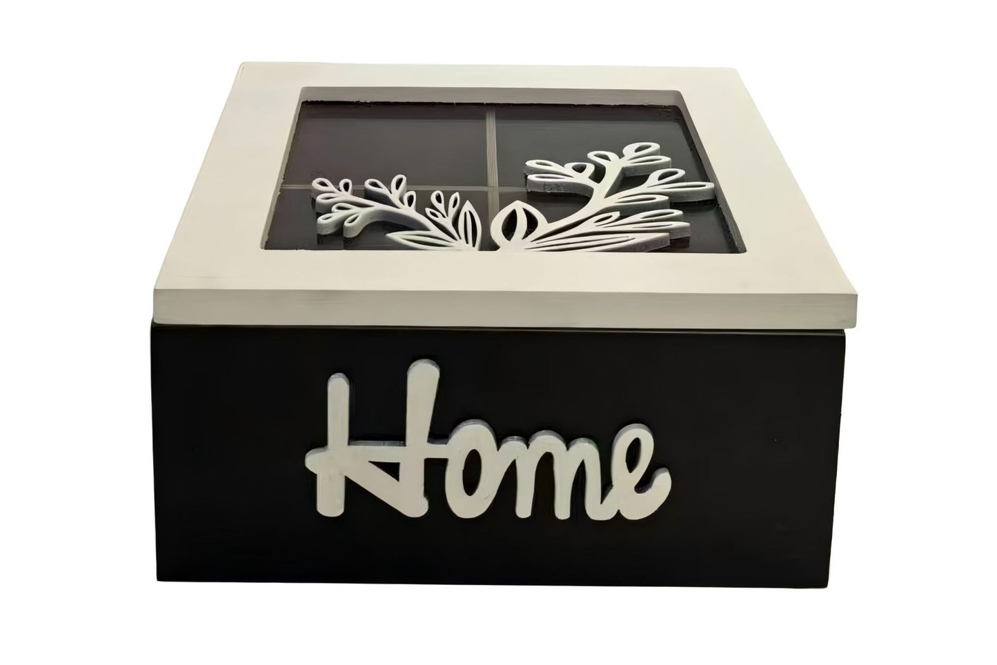 Tea Box Divder w/Glass Lid 15x15x7cm