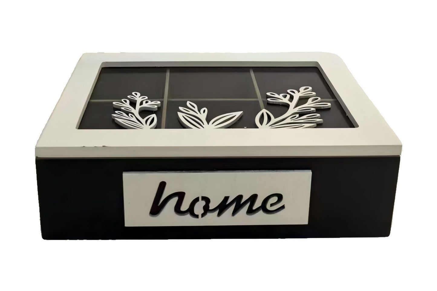 Tea Box Divder w/Glass Lid 23x15x7cm