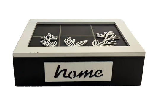 Tea Box Divder w/Glass Lid 23x15x7cm