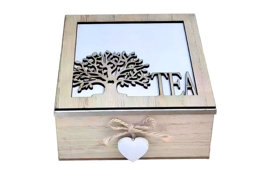 Tea Box Divder w/Glass Lid 15x15x7cm
